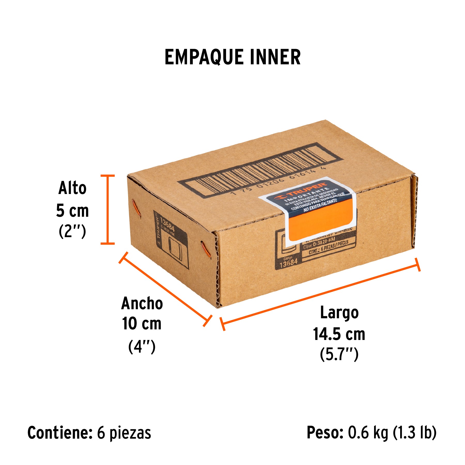 Dado de 6 puntas, cuadro 3/8", de 20mm