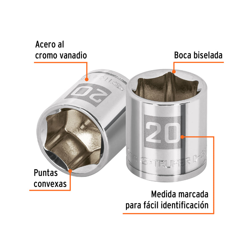 Dado de 6 puntas, cuadro 3/8", de 20mm