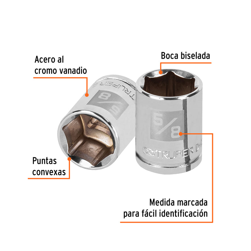 Dado de 6 puntas, cuadro 3/8" de 5/8"