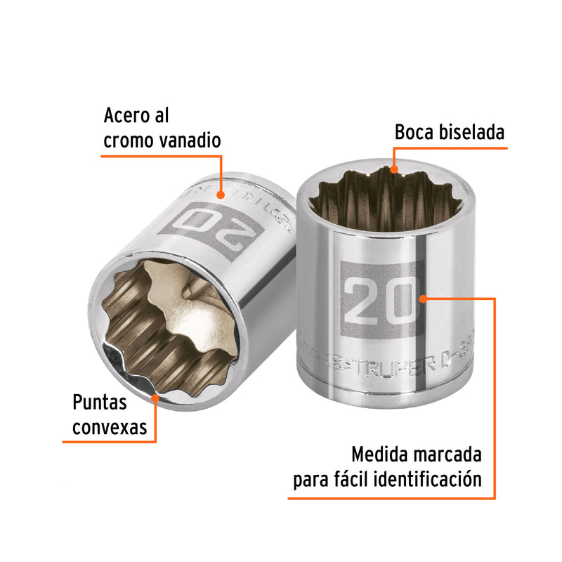 Dado de 12 puntas, cuadro 3/8" de 20mm