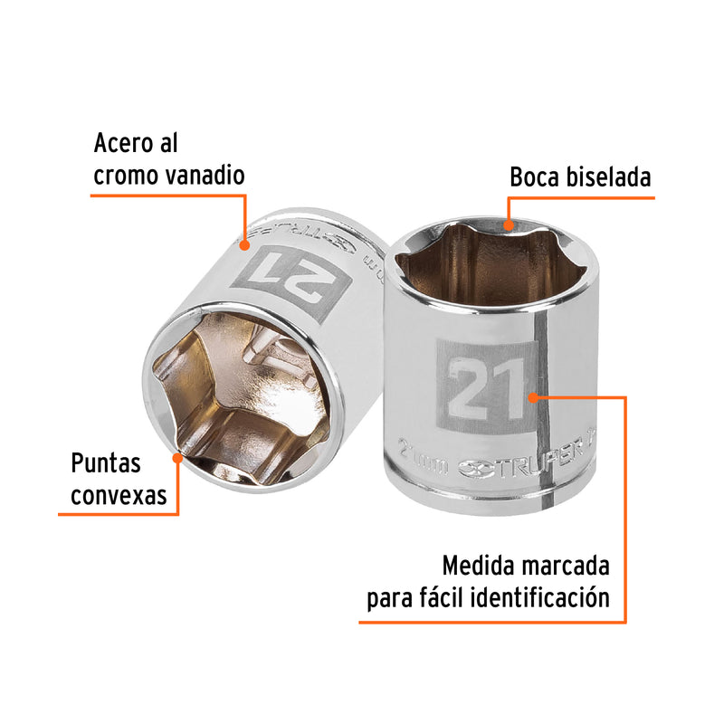 Dado de 6 puntas, cuadro 3/8", de 21mm