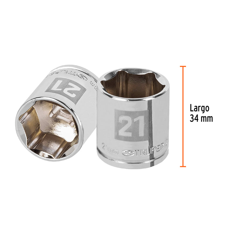 Dado de 6 puntas, cuadro 3/8", de 21mm