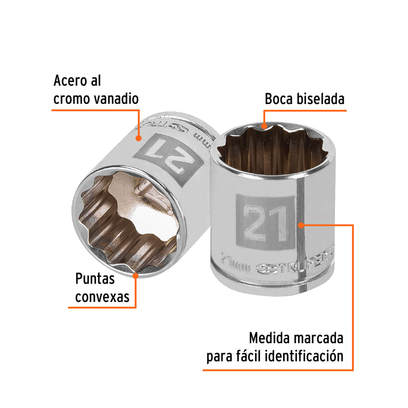 Dado de 12 puntas, cuadro 3/8" de 21mm