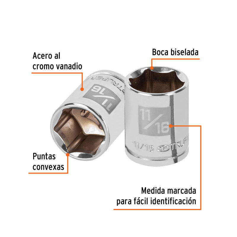 Dado de 6 puntas, cuadro 3/8" de 11/16"