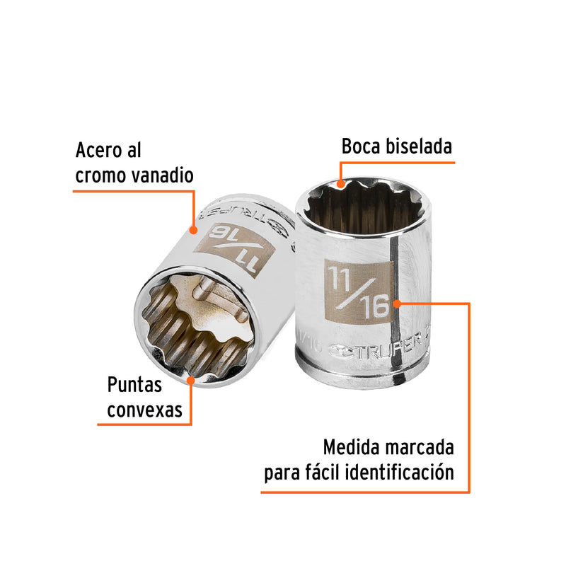Dado de 12 puntas, cuadro 3/8" de 11/16"
