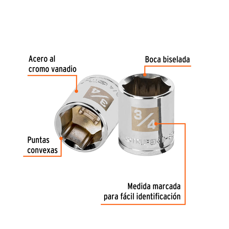 Dado de 6 puntas, cuadro 3/8" de 3/4"