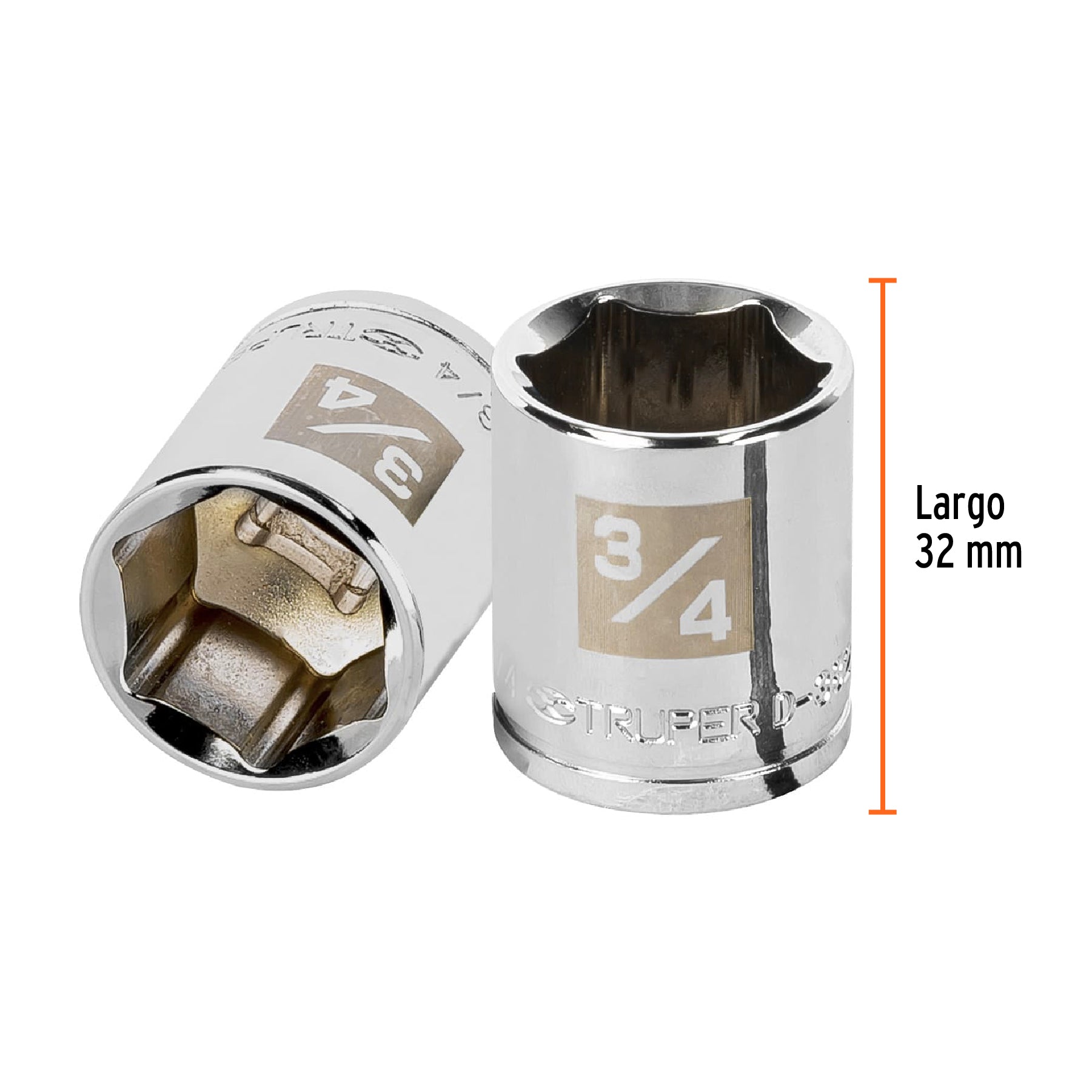 Dado de 6 puntas, cuadro 3/8" de 3/4"