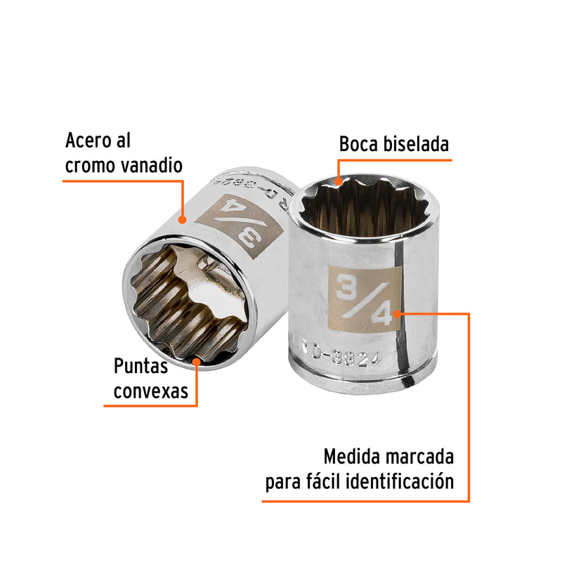 Dado de 12 puntas, cuadro 3/8" de 3/4"