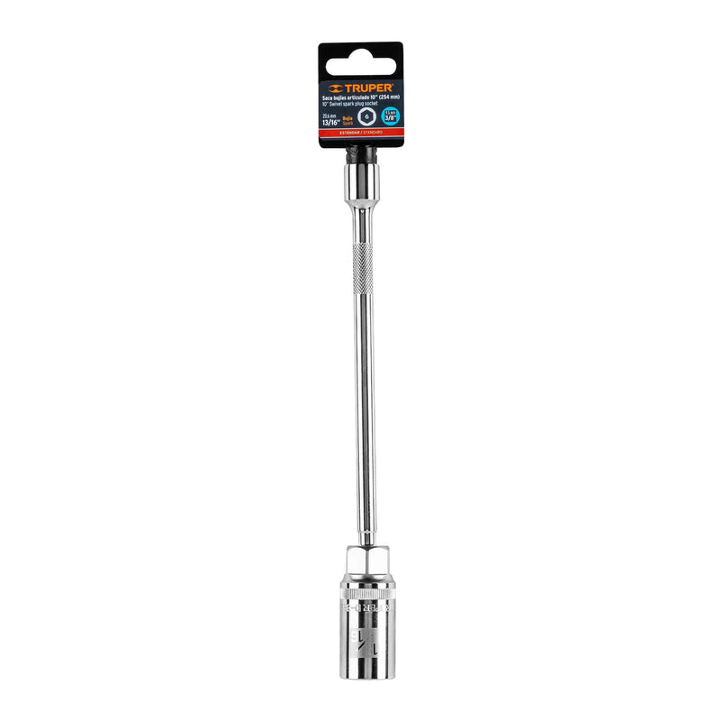 Dado bujías 13/16" articulado con extensión 10", cuadro 3/8"