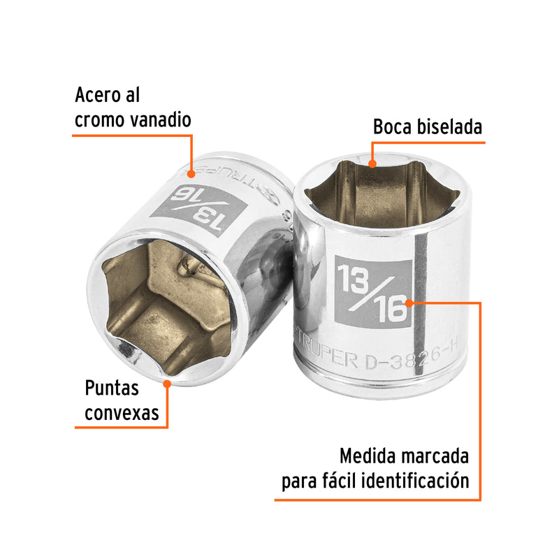 Dado de 6 puntas, cuadro 3/8" de 7/8"