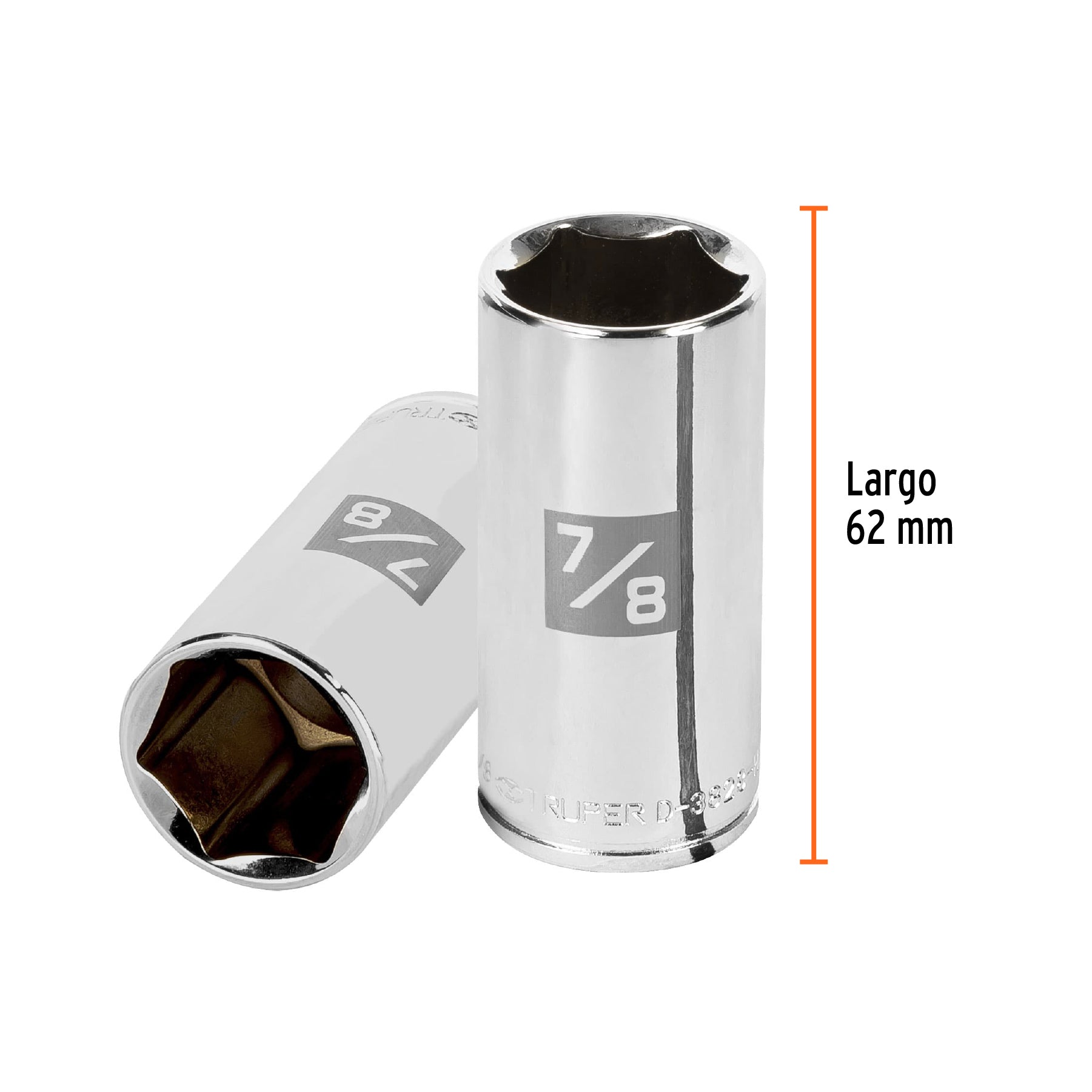 Dado de 6 puntas, largo, cuadro 3/8" de 7/8"