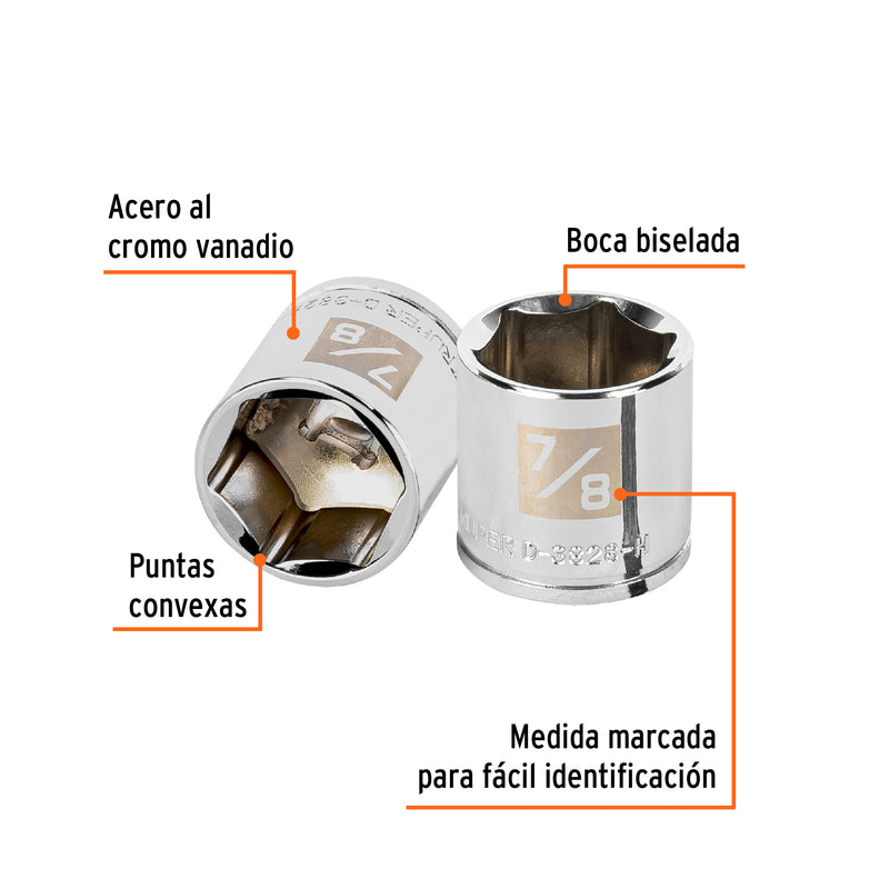 Dado de 6 puntas, cuadro 3/8" de 7/8"