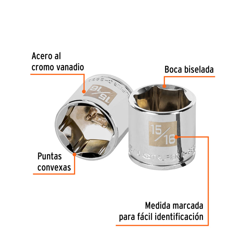 Dado de 6 puntas, cuadro 3/8" de 15/16"