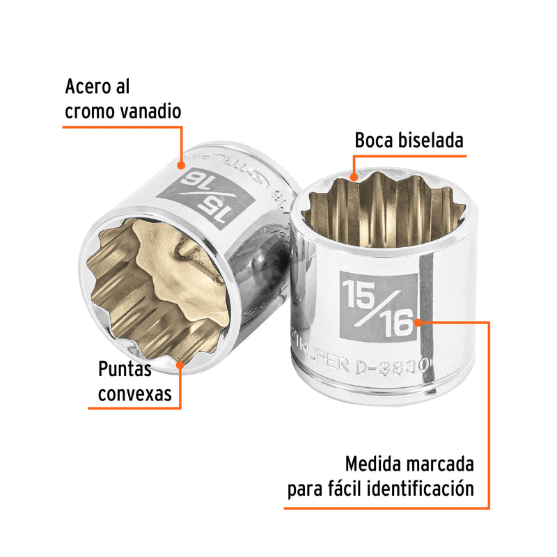 Dado de 12 puntas, cuadro 3/8" de 15/16"