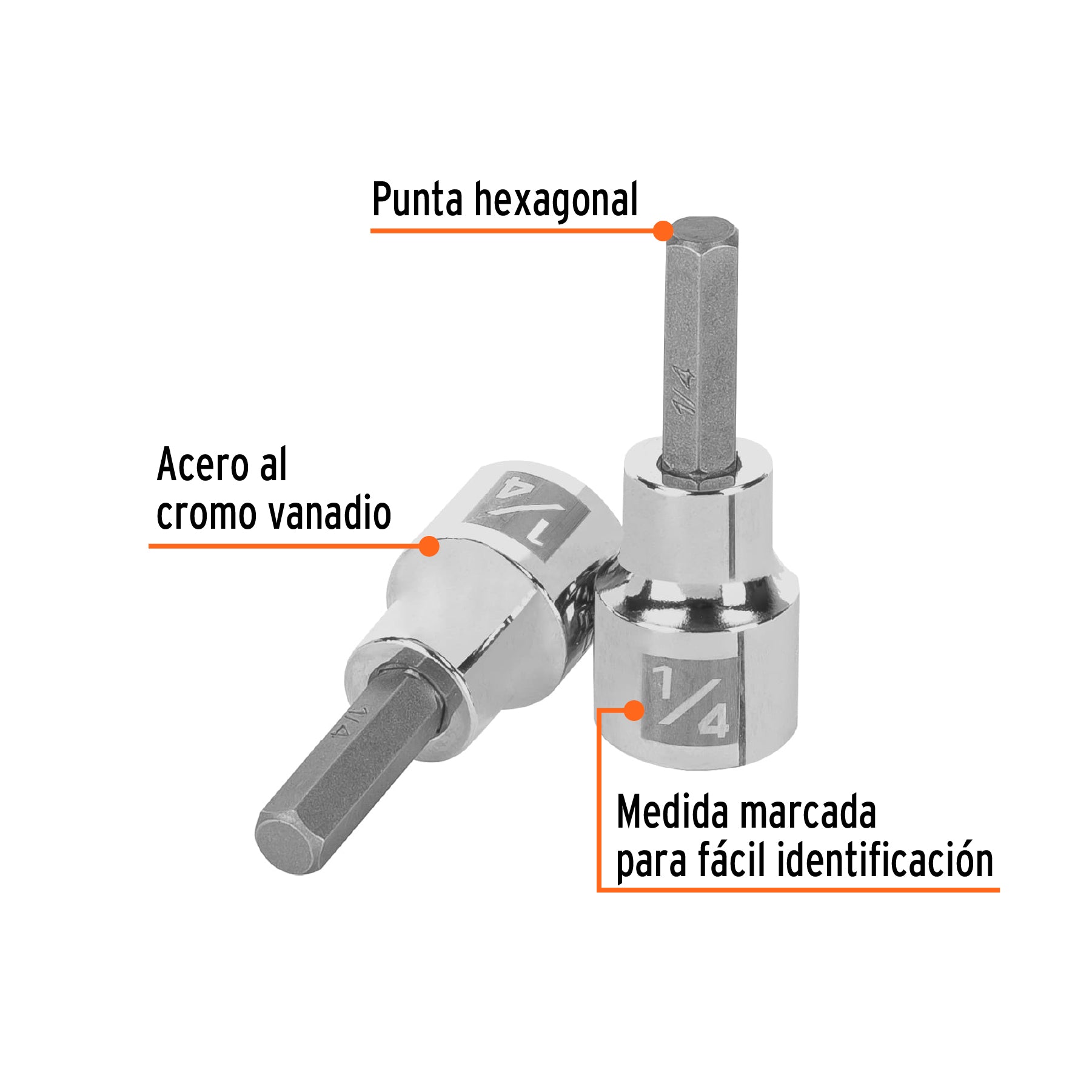 Dados de punta hexagonal, cuadro 3/8" de 1/4"