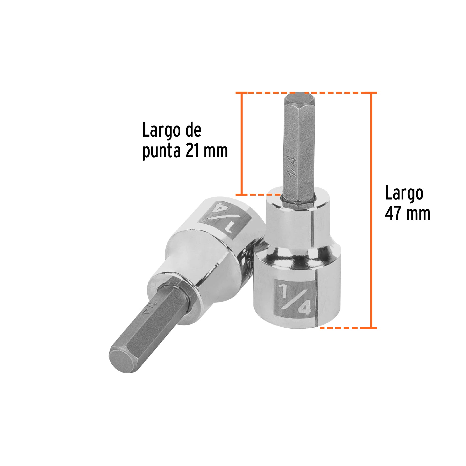 Dados de punta hexagonal, cuadro 3/8" de 1/4"