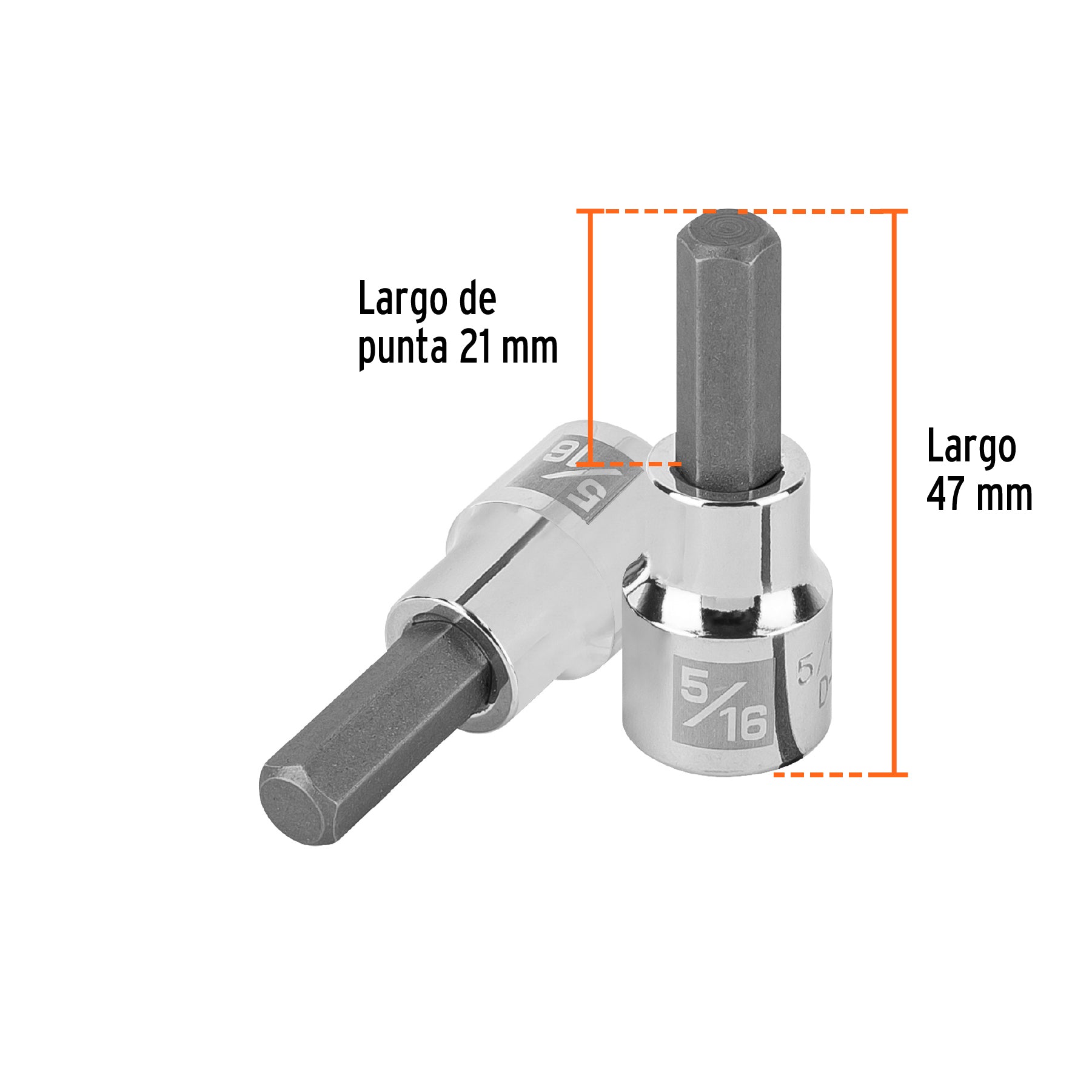 Dados de punta hexagonal, cuadro 3/8" de 5/16"