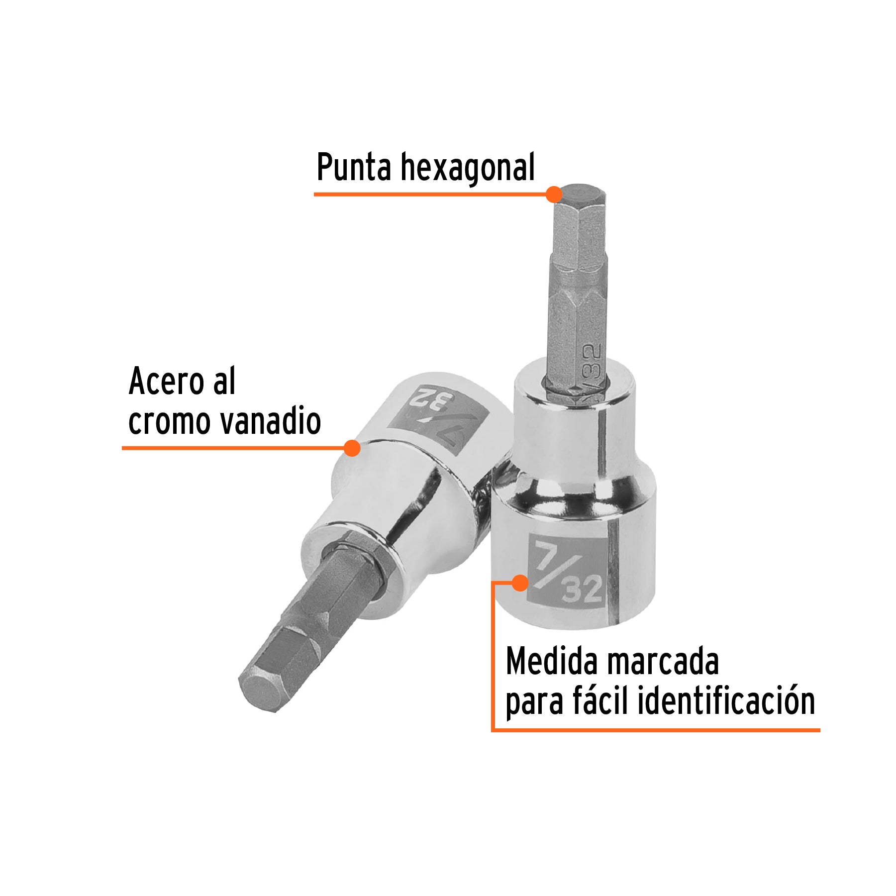 Dados de punta hexagonal, cuadro 3/8" de 7/32"