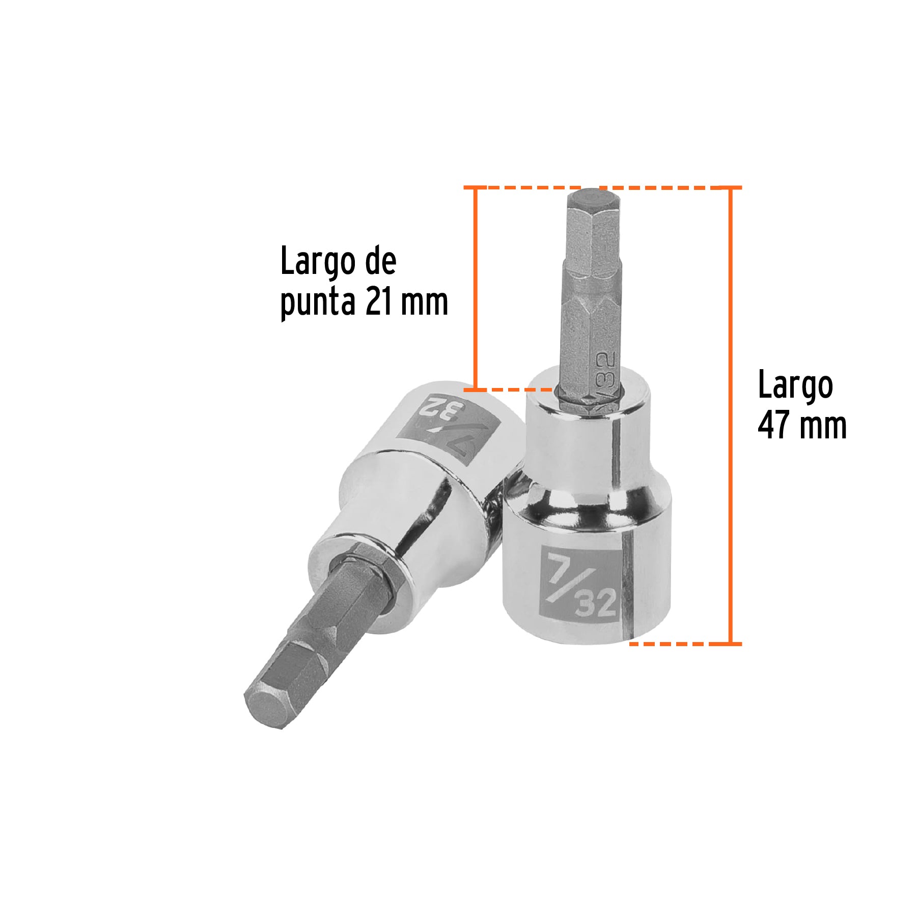 Dados de punta hexagonal, cuadro 3/8" de 7/32"