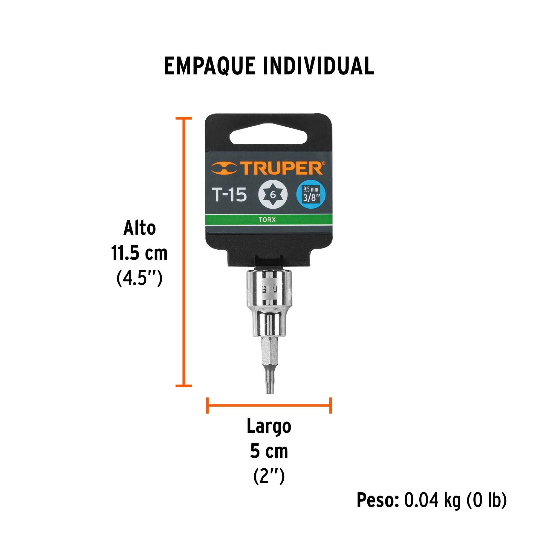 Dados punta torx, cuadro 3/8", t-15
