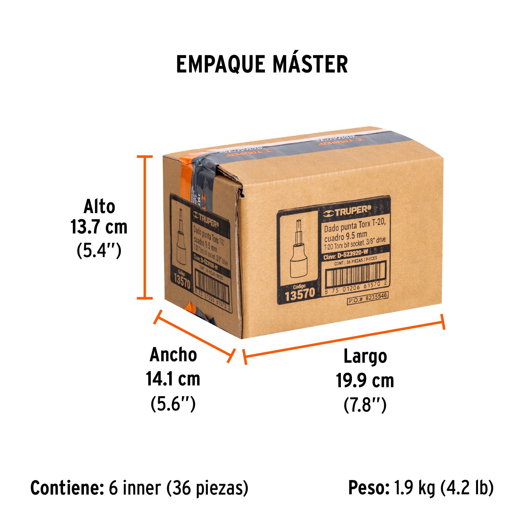 Dados punta torx, cuadro 3/8", t-20
