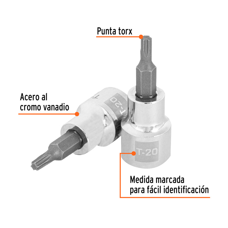 Dados punta torx, cuadro 3/8", t-20