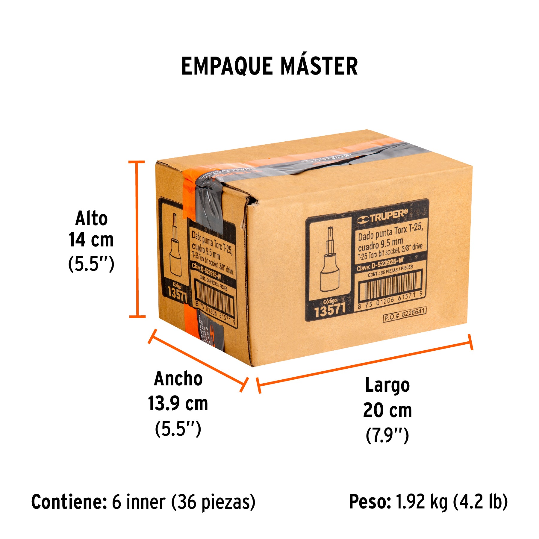 Dados punta torx, cuadro 3/8", t-25