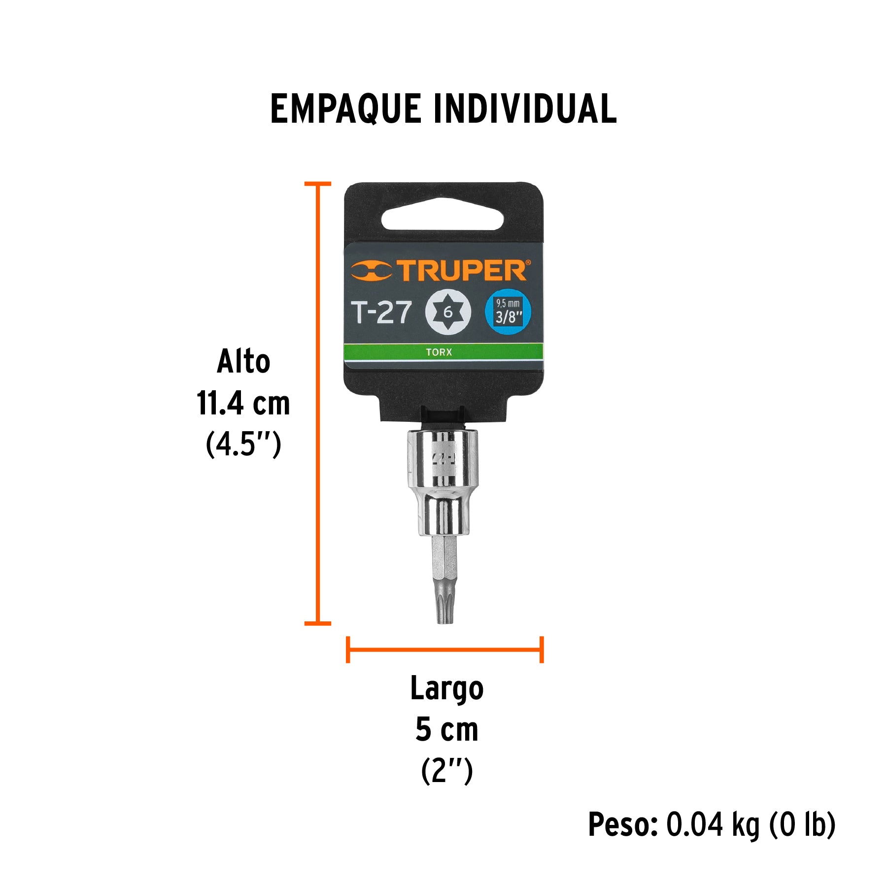 Dados punta torx, cuadro 3/8", t-27