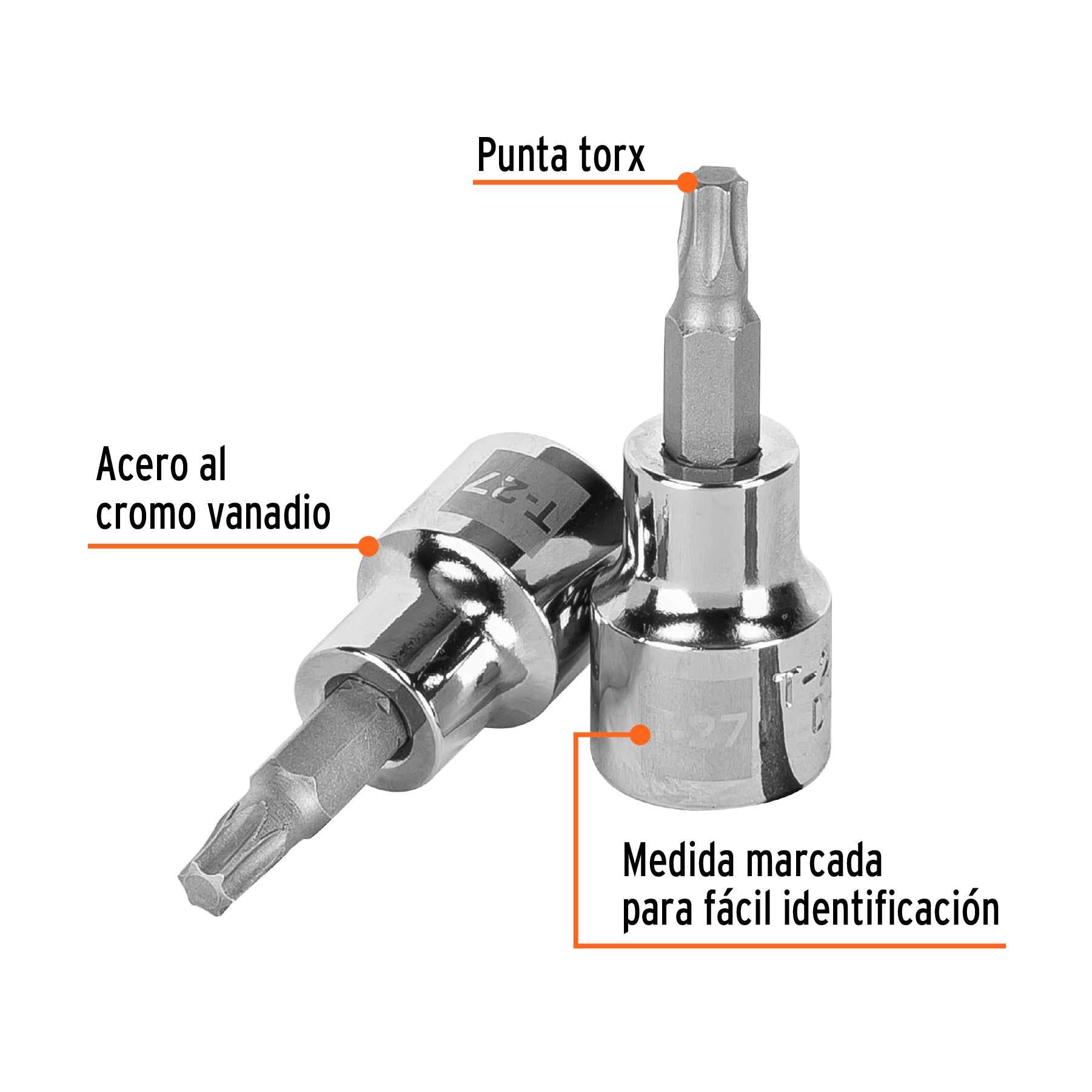 Dados punta torx, cuadro 3/8", t-27