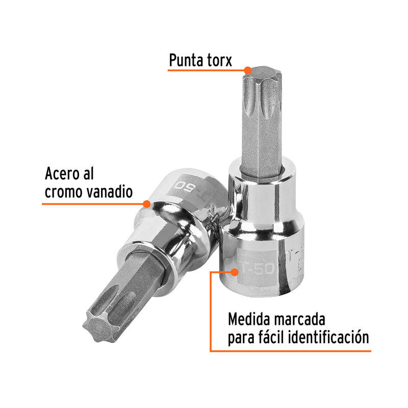 Dados punta torx, cuadro 3/8", t-50