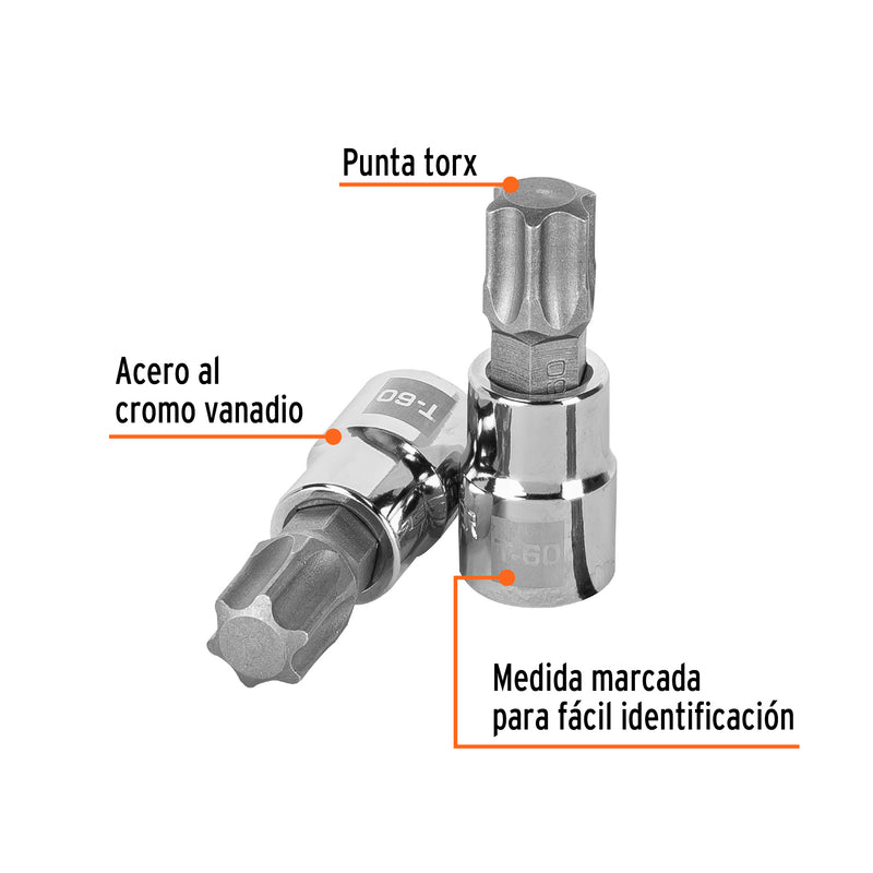 Dados punta torx, cuadro 3/8", t-60