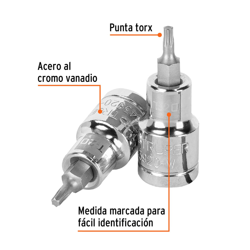 Dado punta torx, cuadro 1/2", t-20