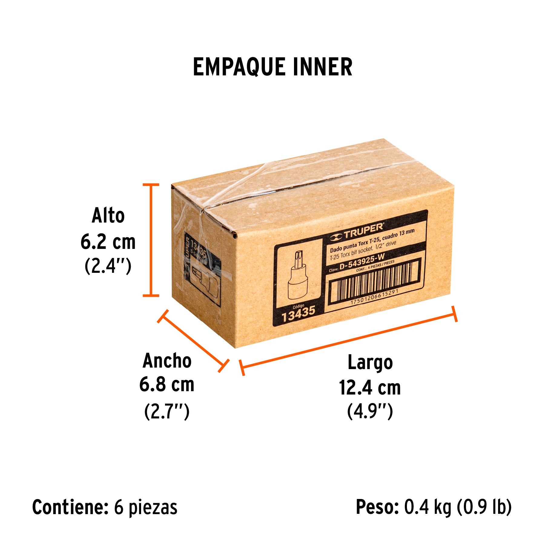 Dado punta torx, cuadro 1/2", t-25