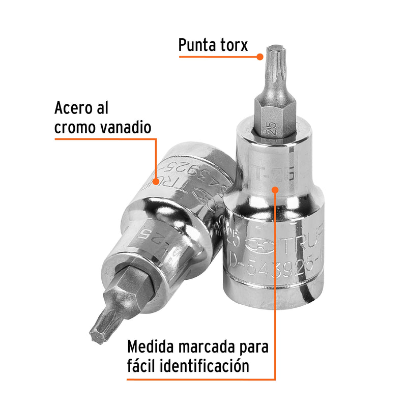 Dado punta torx, cuadro 1/2", t-25