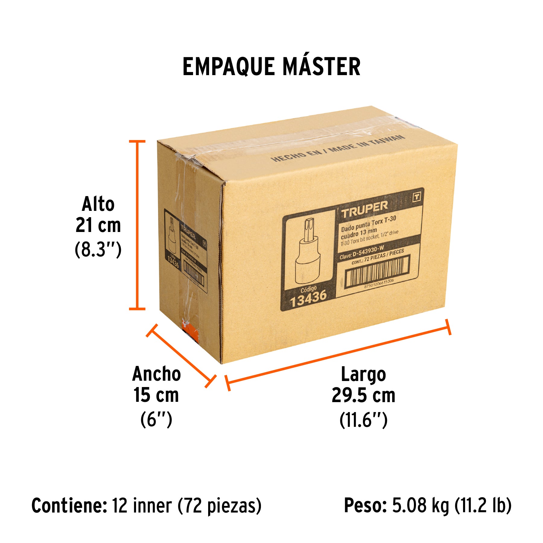 Dado punta torx, cuadro 1/2", t-30