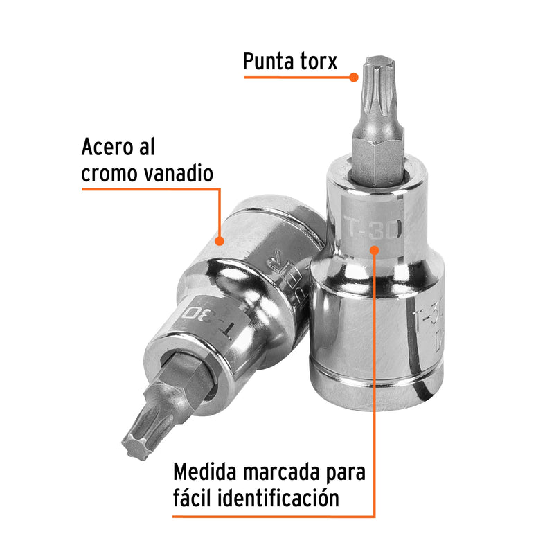 Dado punta torx, cuadro 1/2", t-30