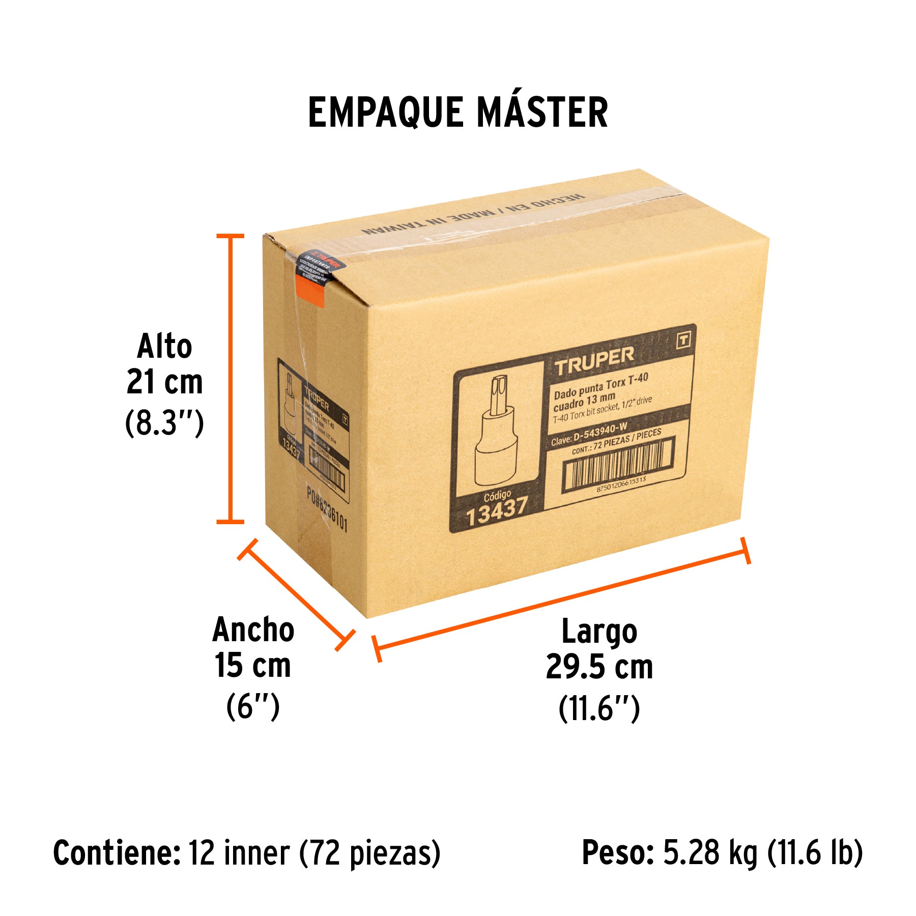 Dado punta torx, cuadro 1/2", t-40