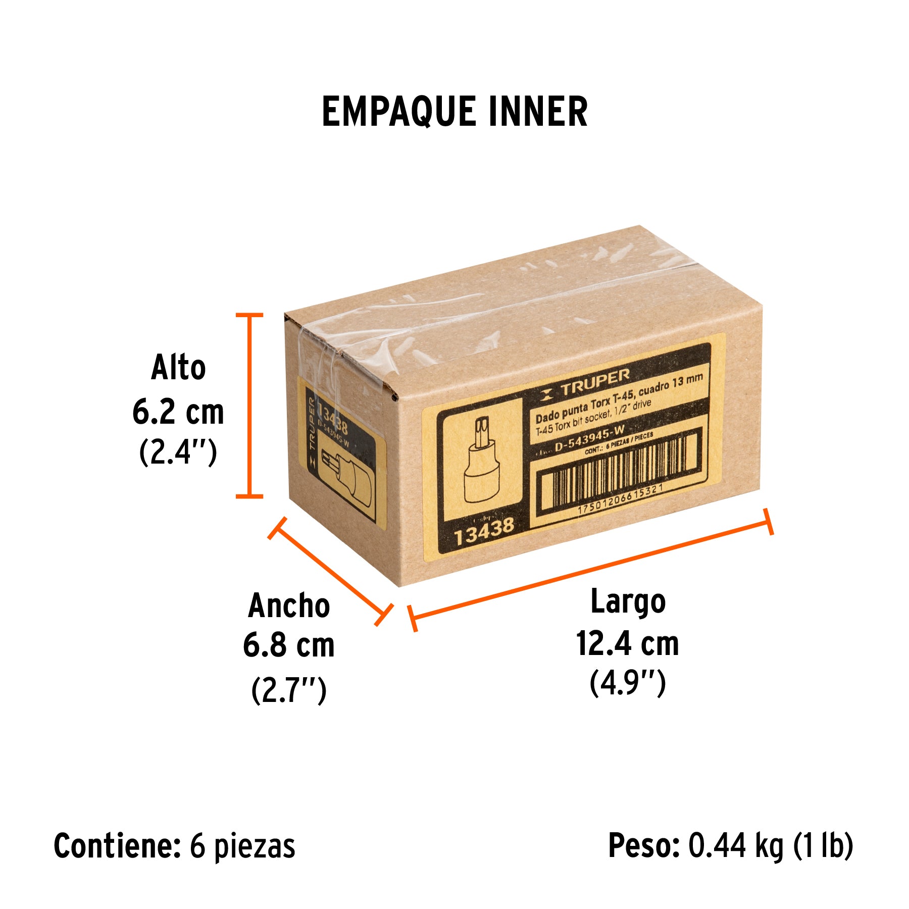Dado punta torx, cuadro 1/2", t-45