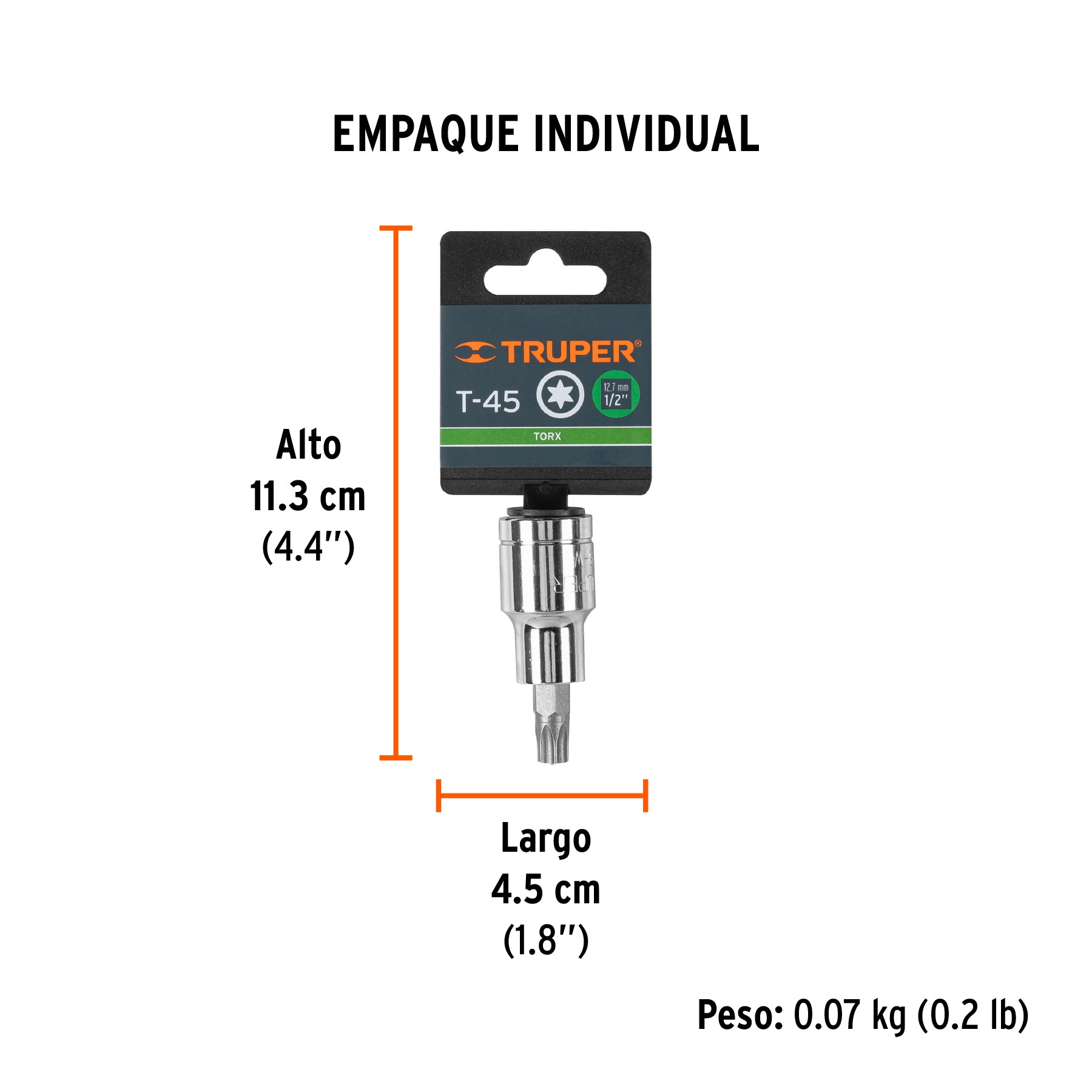 Dado punta torx, cuadro 1/2", t-45