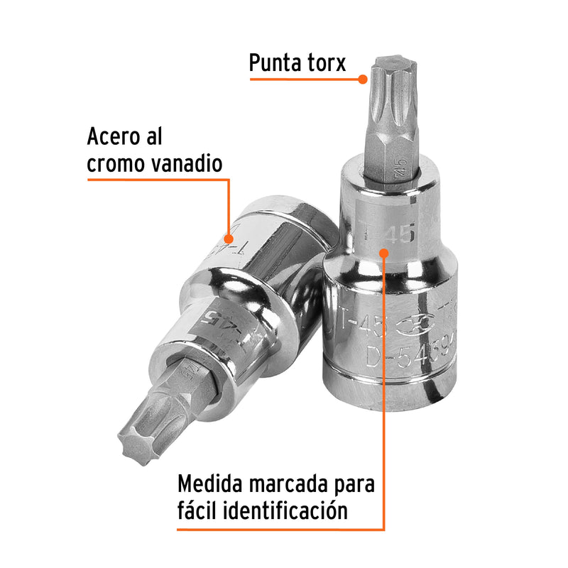 Dado punta torx, cuadro 1/2", t-45