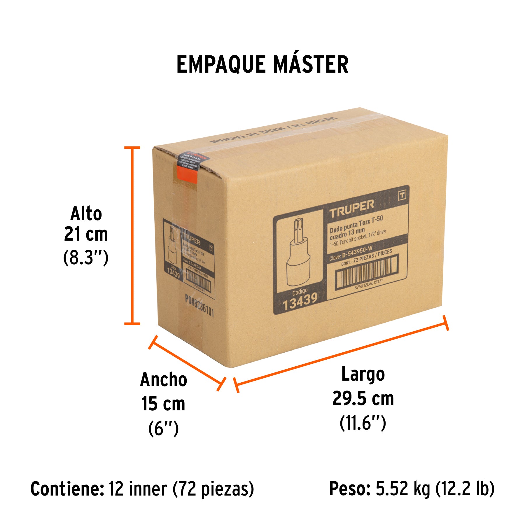 Dado punta torx, cuadro 1/2", t-50