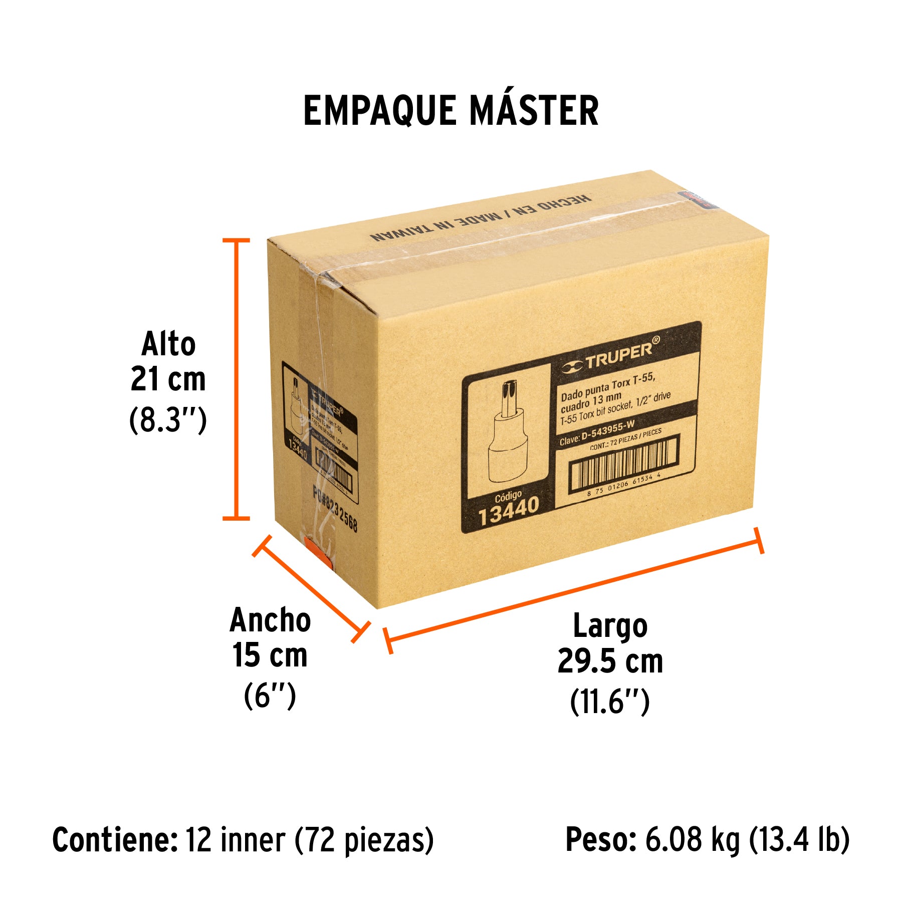 Dado punta torx, cuadro 1/2", t-55