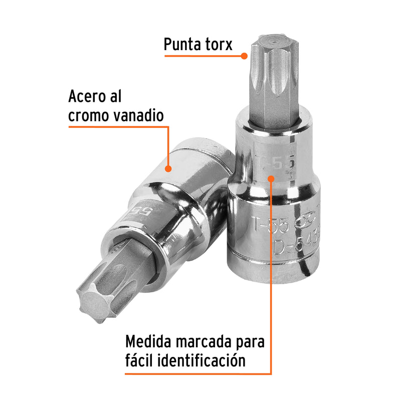 Dado punta torx, cuadro 1/2", t-55