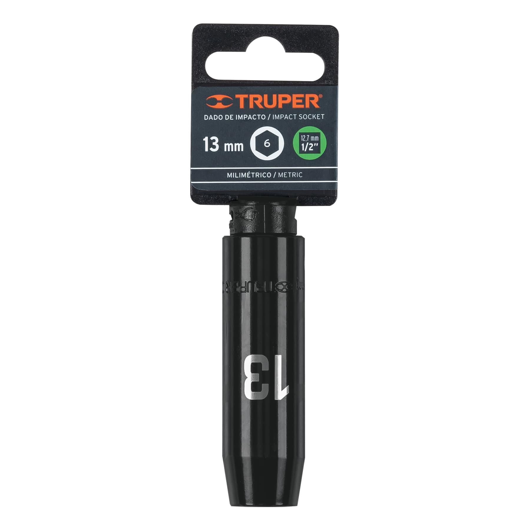 Dado de impacto, largo, 6 puntas, cuadro 1/2" de 13mm