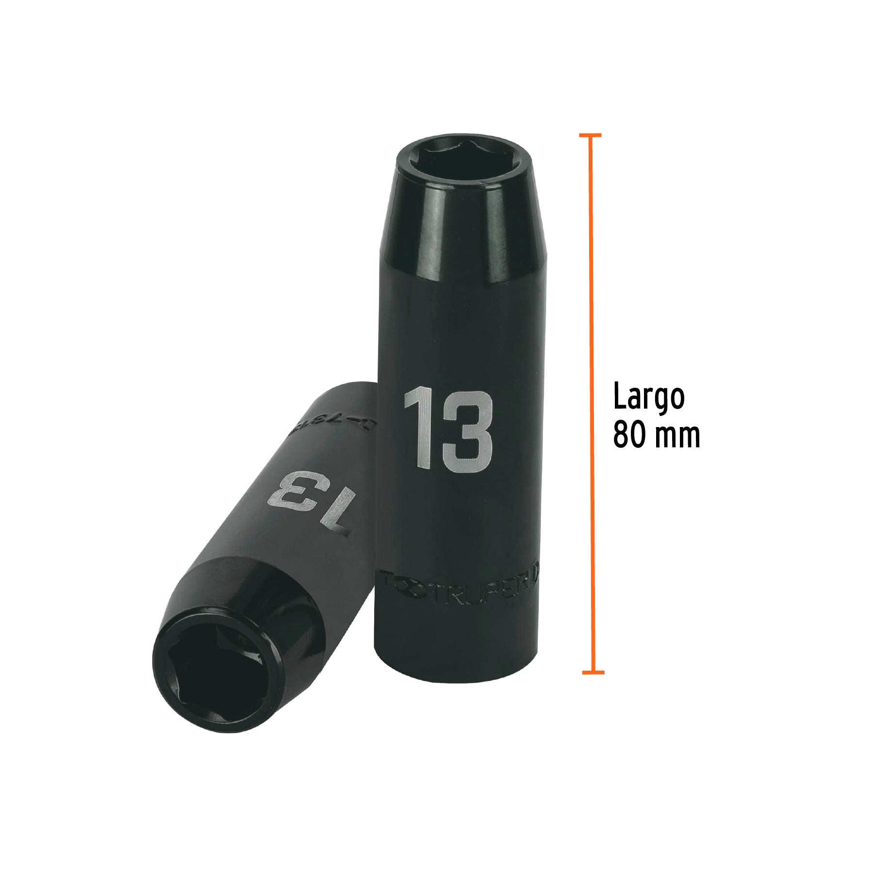 Dado de impacto, largo, 6 puntas, cuadro 1/2" de 13mm