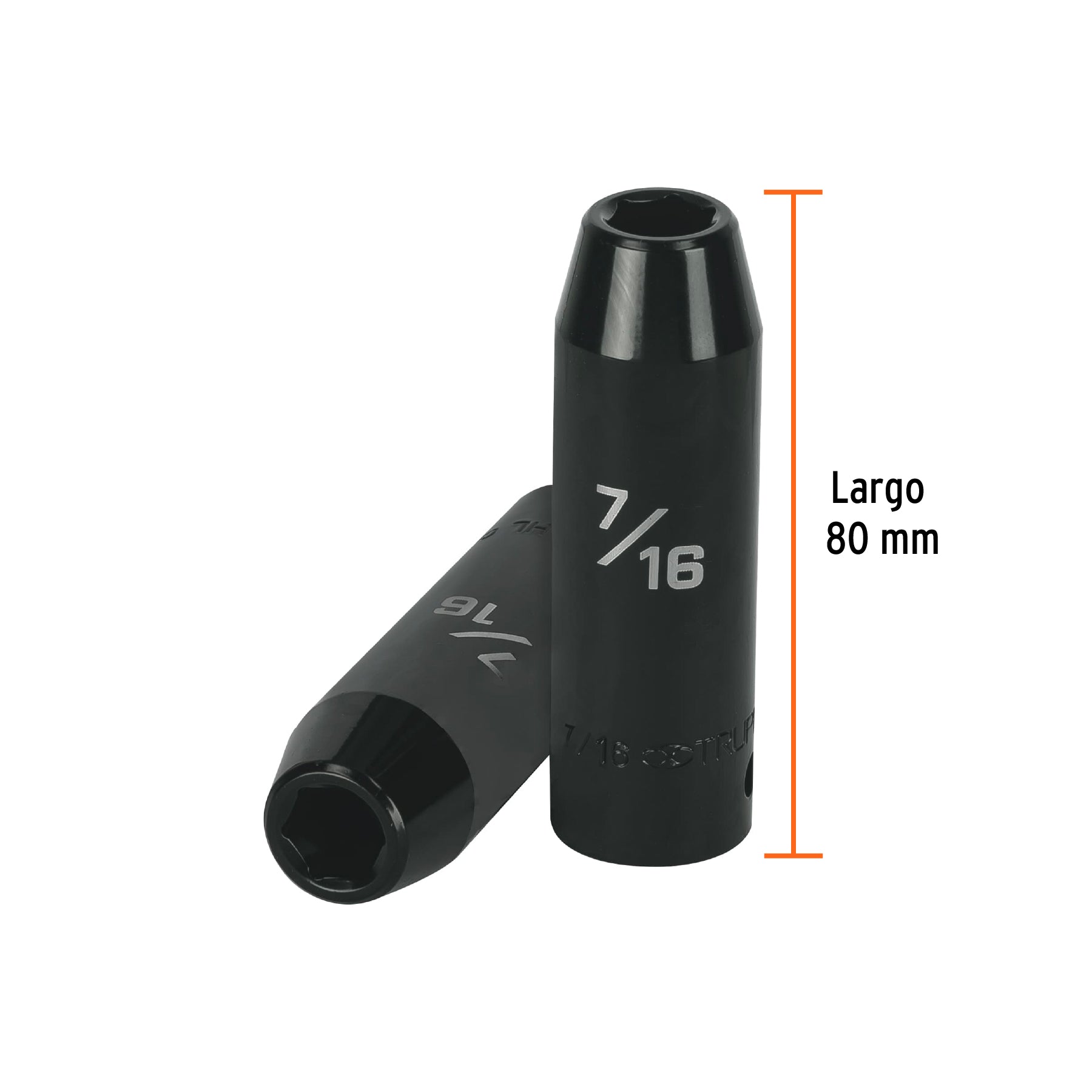 Dado de de impacto, largo, 6 puntas, cuadro 1/2" de 7/16"