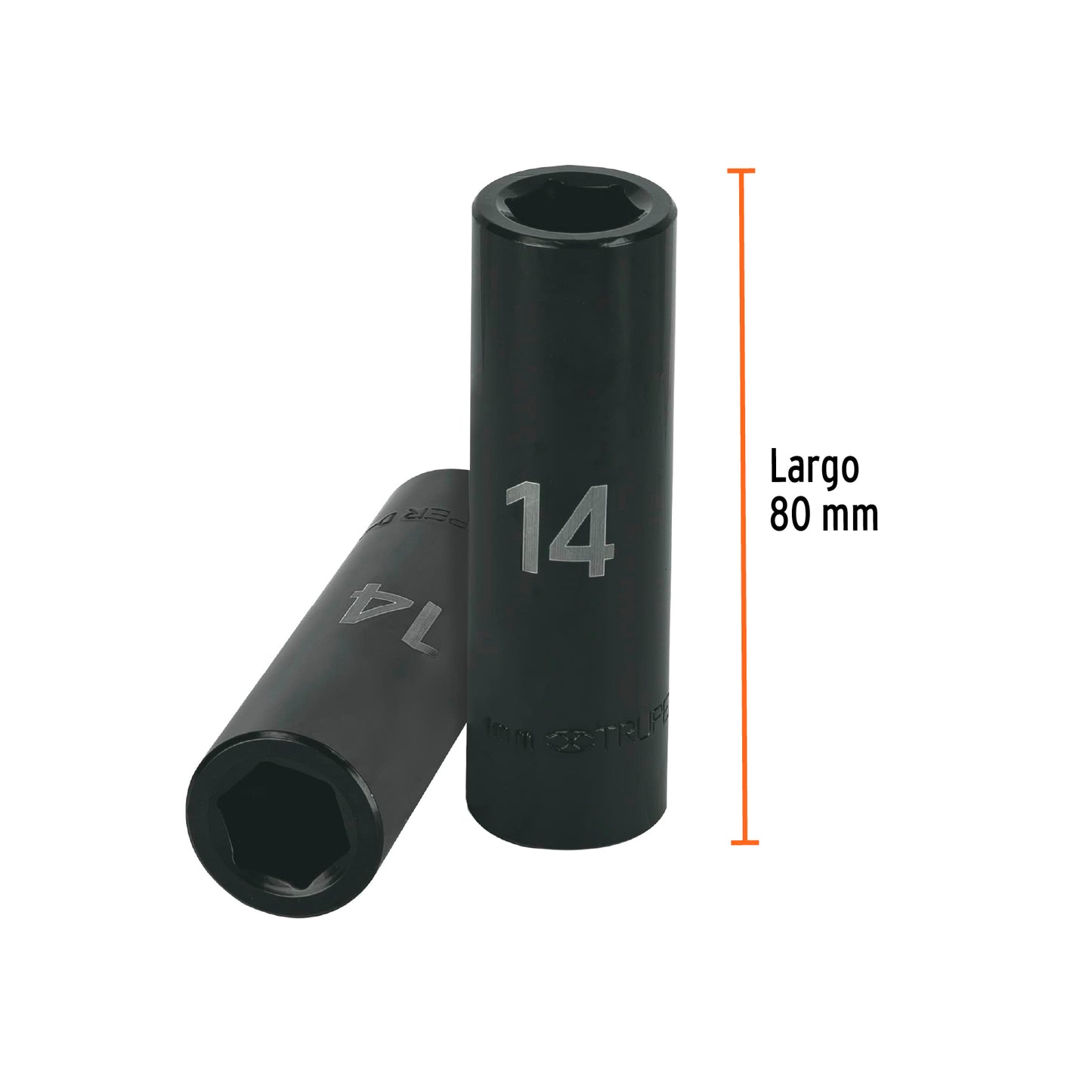 Dado de impacto, largo, 6 puntas, cuadro 1/2" de 14mm