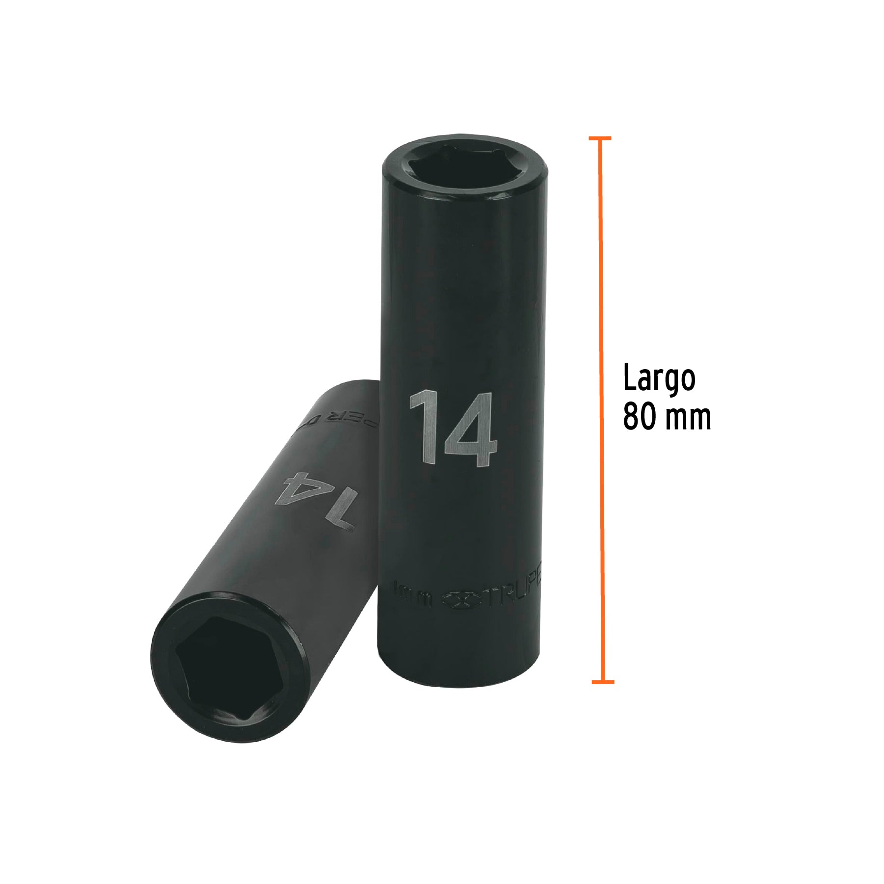 Dado de impacto, largo, 6 puntas, cuadro 1/2" de 14mm
