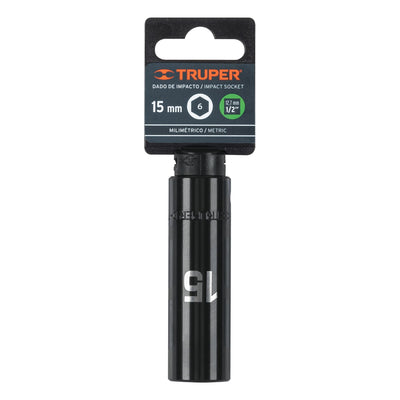 Dado de impacto, largo, 6 puntas, cuadro 1/2" de 15mm
