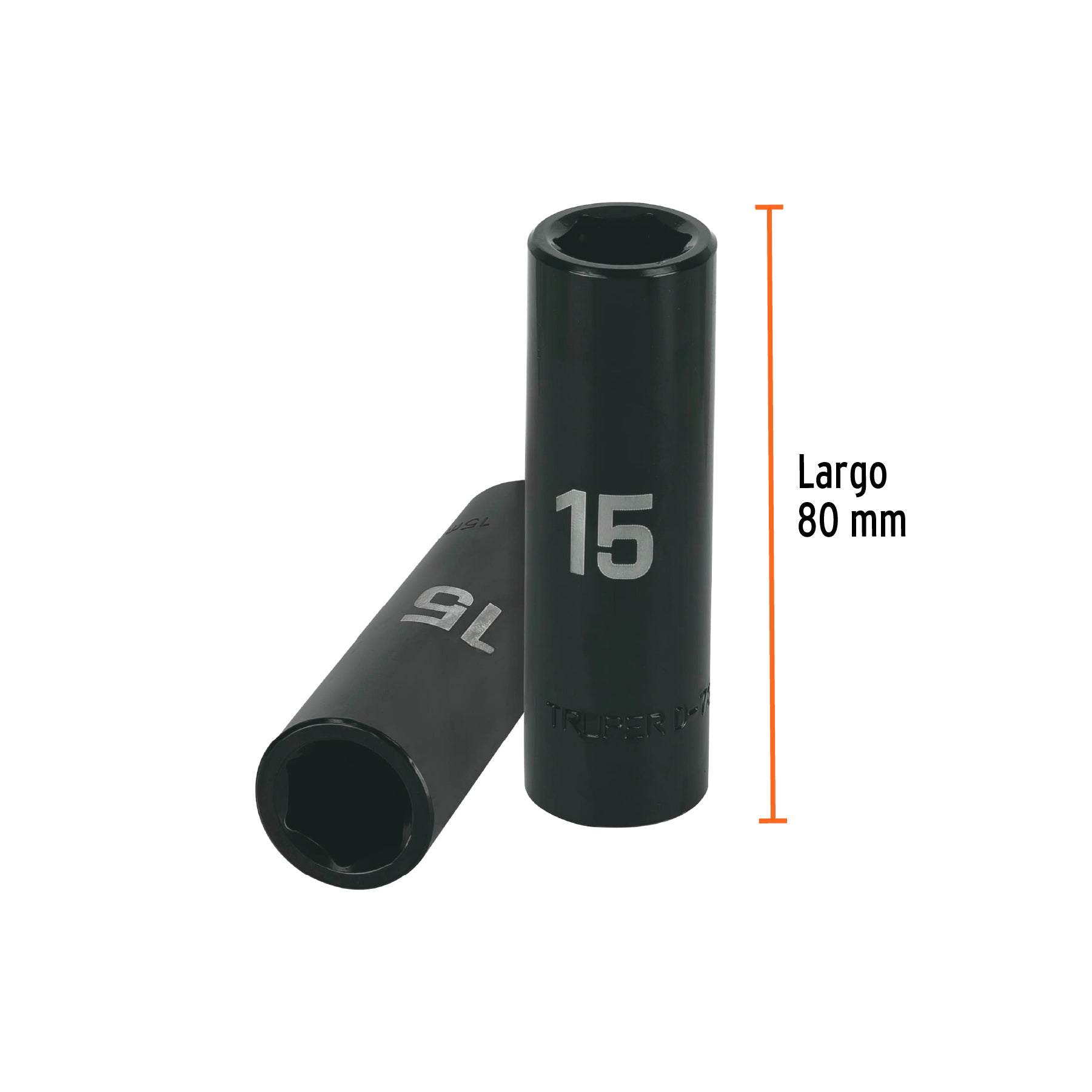 Dado de impacto, largo, 6 puntas, cuadro 1/2" de 15mm